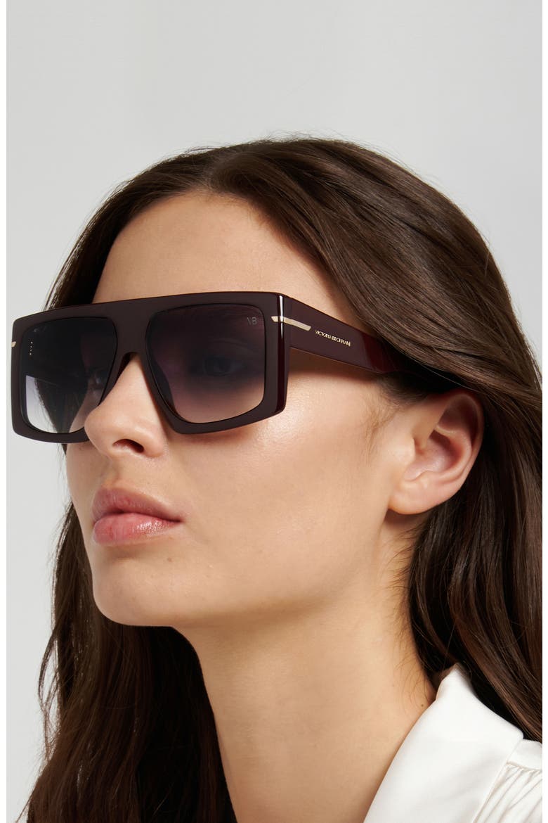 59mm Rectangular Sunglasses, Alternate, color, BURGUNDY/ DARK GREY SF