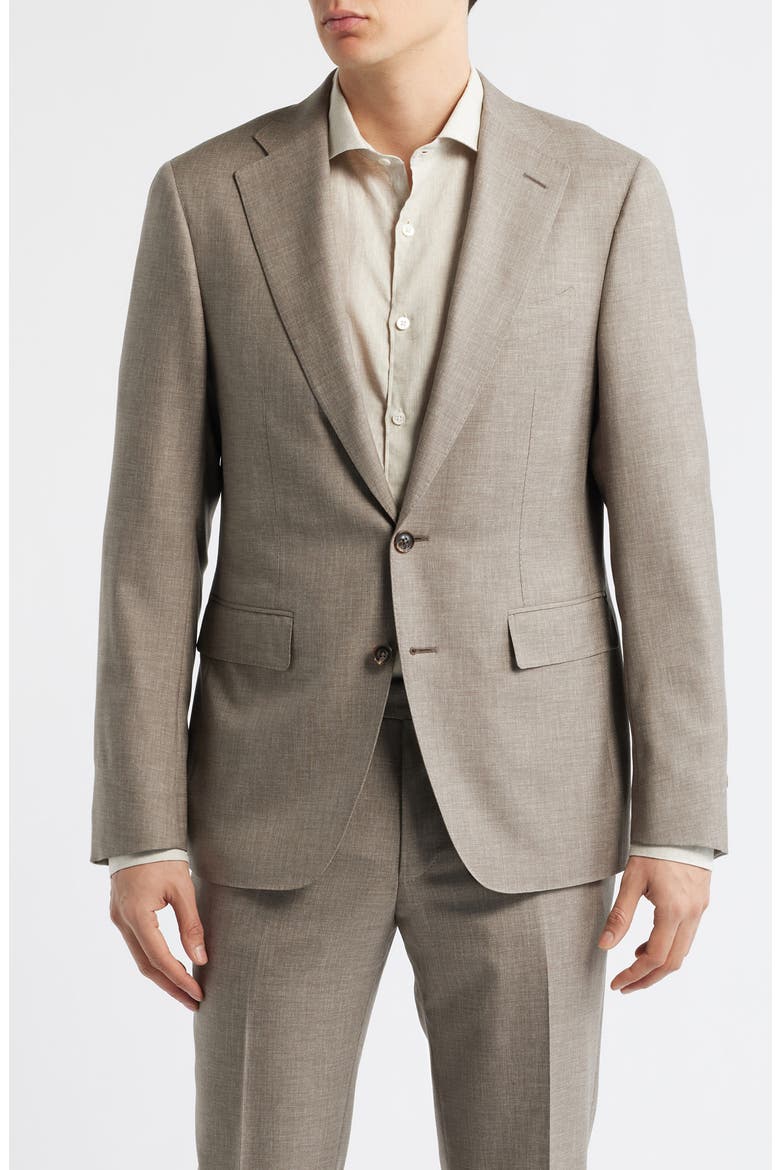 Capri Trim Fit Light Brown Mélange Super 150s Wool Suit, Alternate, color, LIGHT BROWN