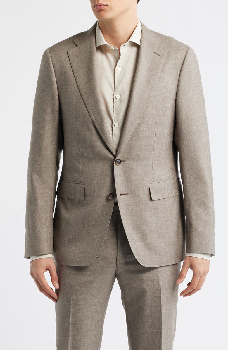 Canali Capri Trim Fit Light Brown Mélange Super 150s Wool Suit, Alternate, color, Light Brown