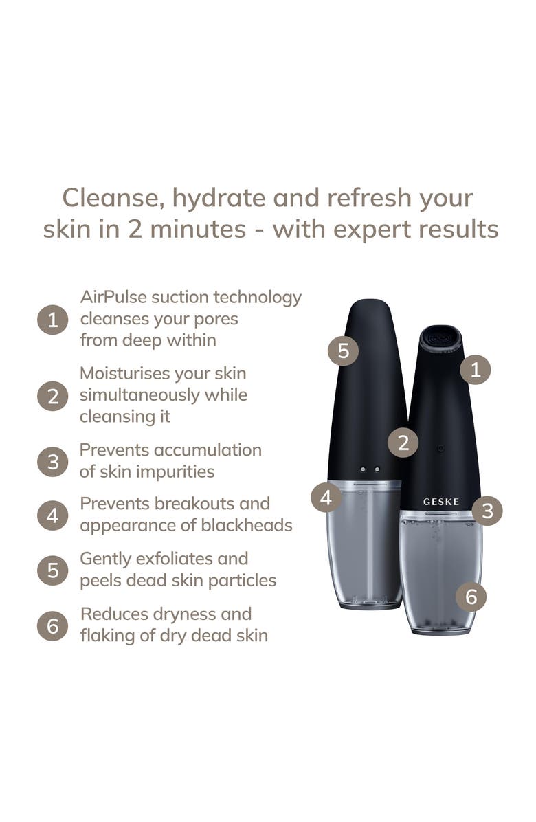 GESKE SmartAppGuided Aqua-Stream Face Cleanser | 8 in 1, Alternate, color, Black