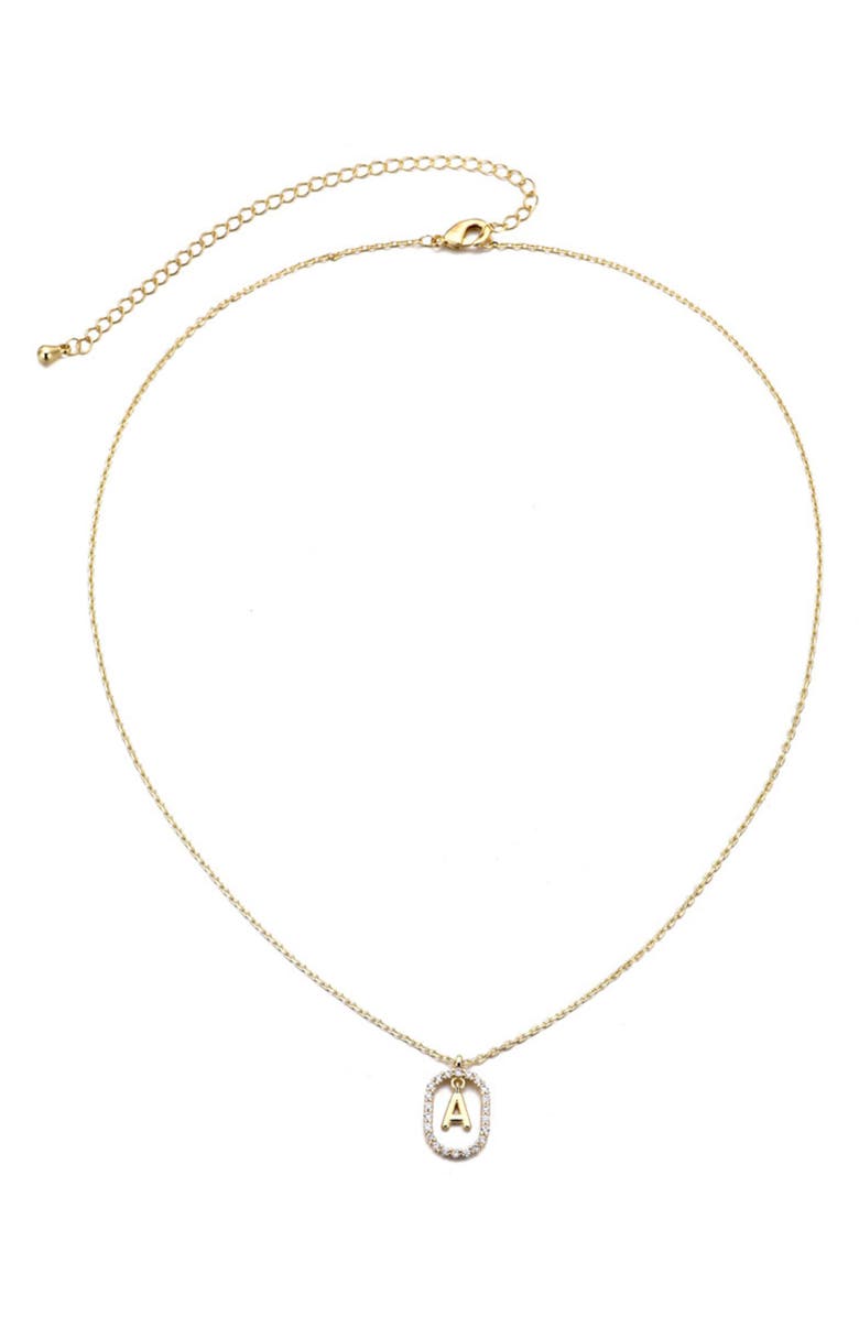 Adornia Floating Letter Initial Cubic Zirconia Pendant Necklace, Alternate, color, Gold-A