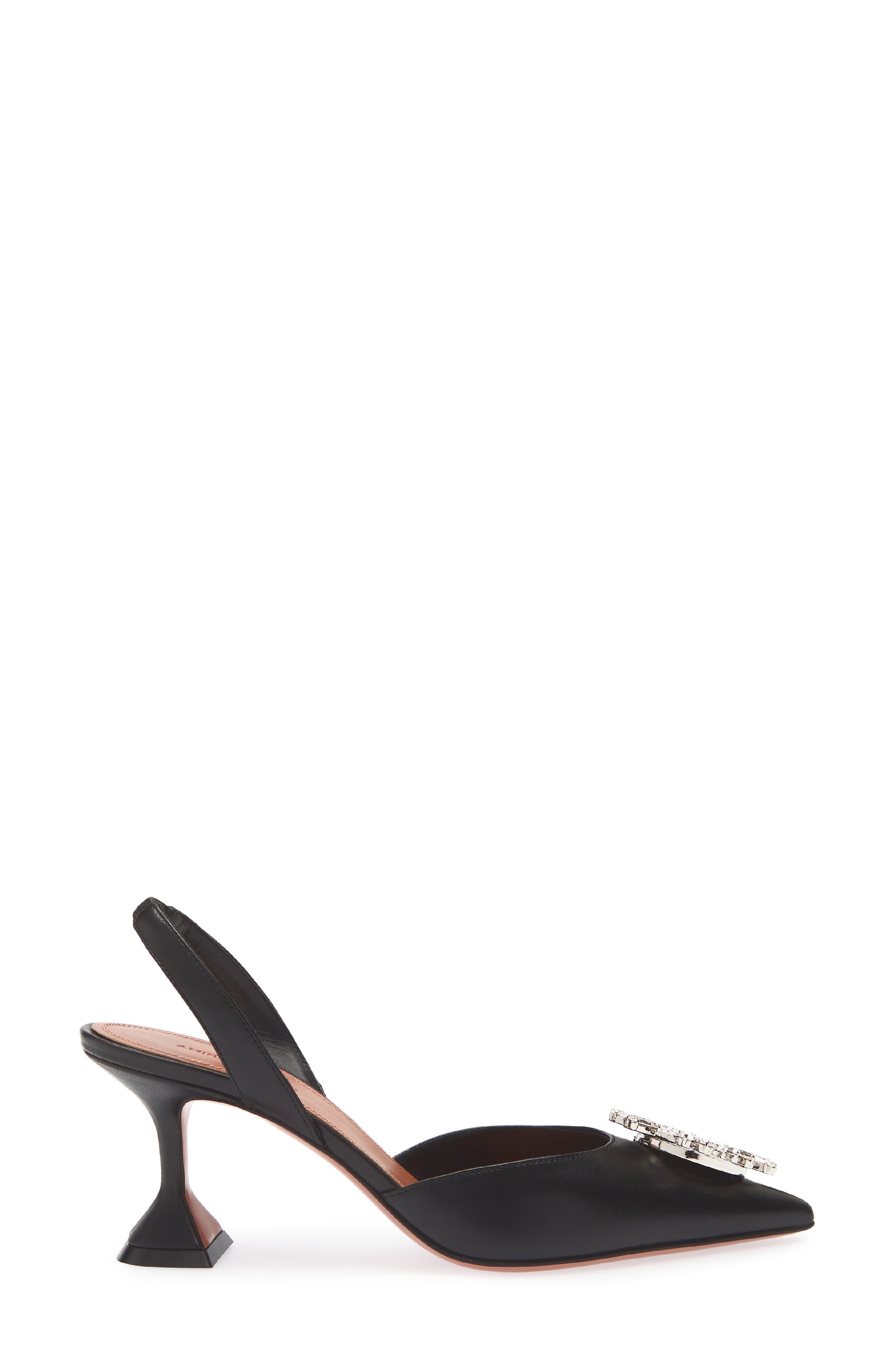 Amina Muaddi Begum Crystal Pointed Toe Slingback Pump, Alternate, color, Nappa Black