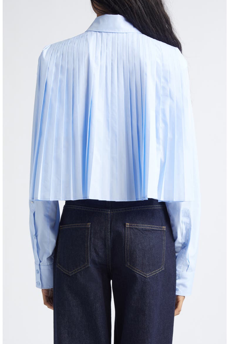 Ceppo Pleated Poplin Button-Up Shirt, Alternate, color, LIGHT BLUE