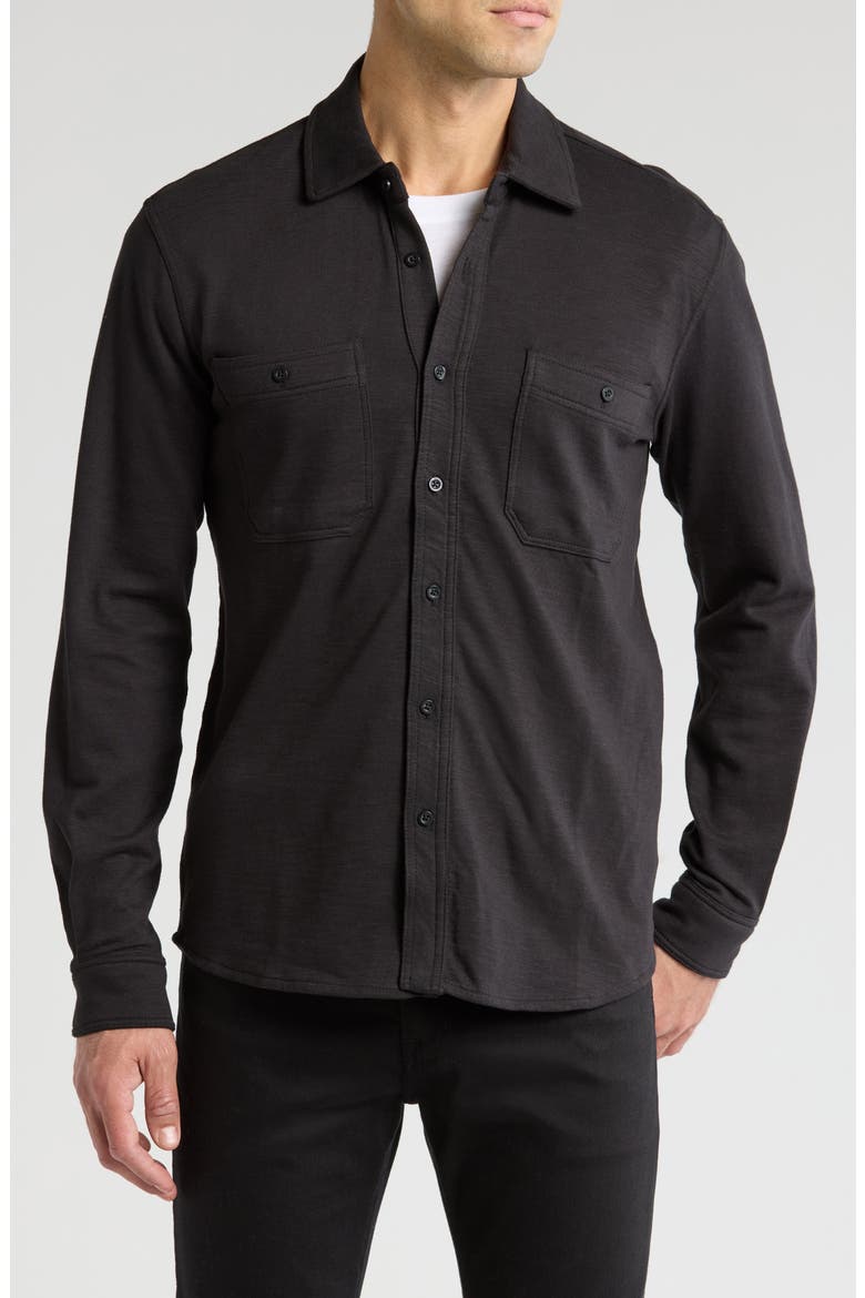 Knit Stretch Cotton Work Shirt, Main, color, BLACK