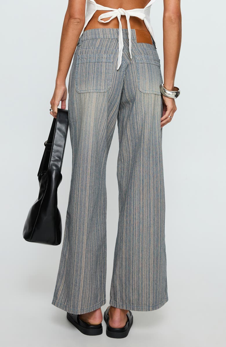 Princess Polly Lifetimes Mid Rise Wide Leg Jeans, Alternate, color, Dark Blue Stripe