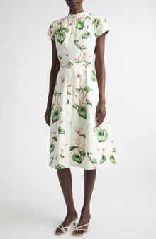 Chiné Cyclamen Cap Sleeve Poplin Dress