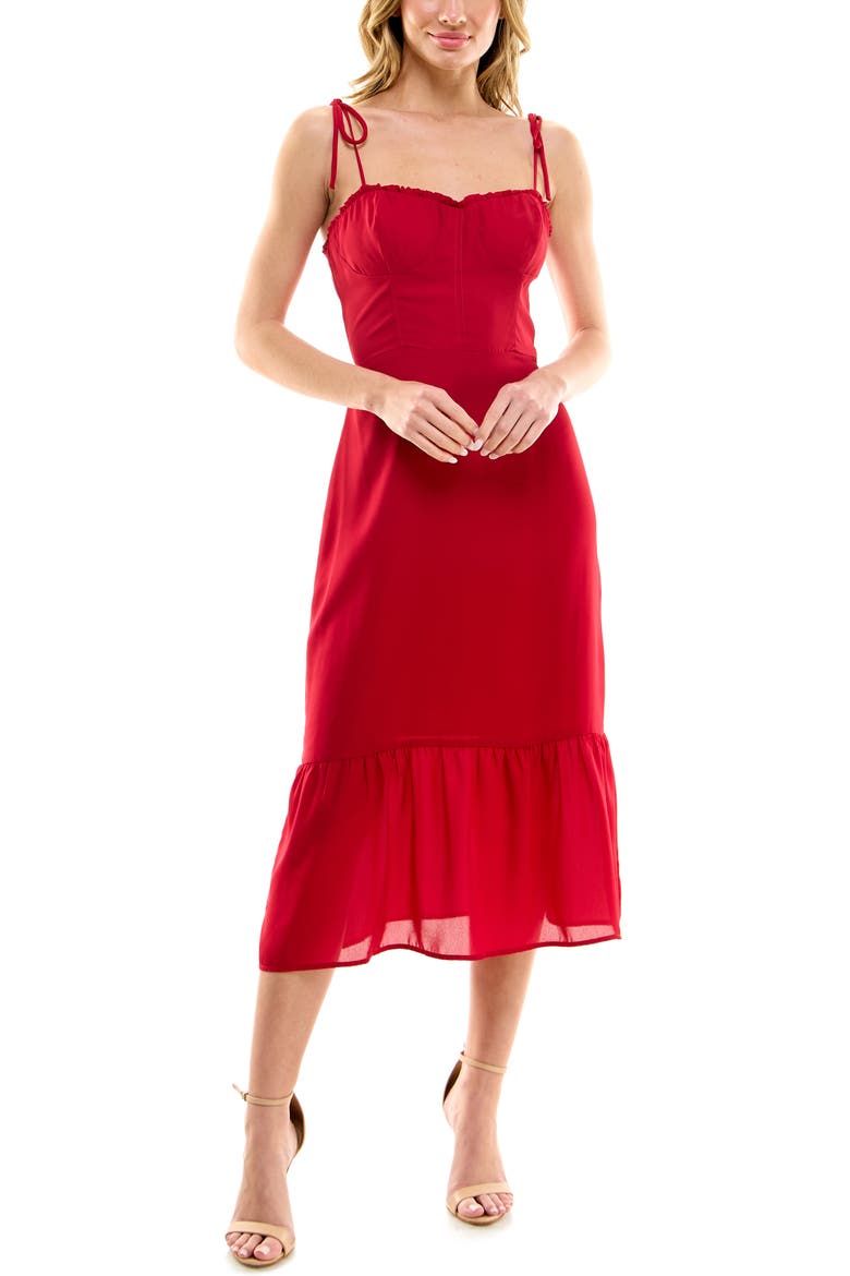 Corset Ruffle Dress, Main, color, RED