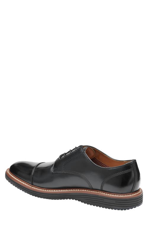 Johnston & Murphy Upton Cap Toe Derby In Black Full Grain