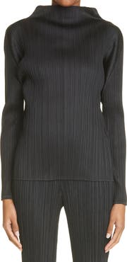 Pleats Please Issey Miyake Funnel Neck Pleated Top