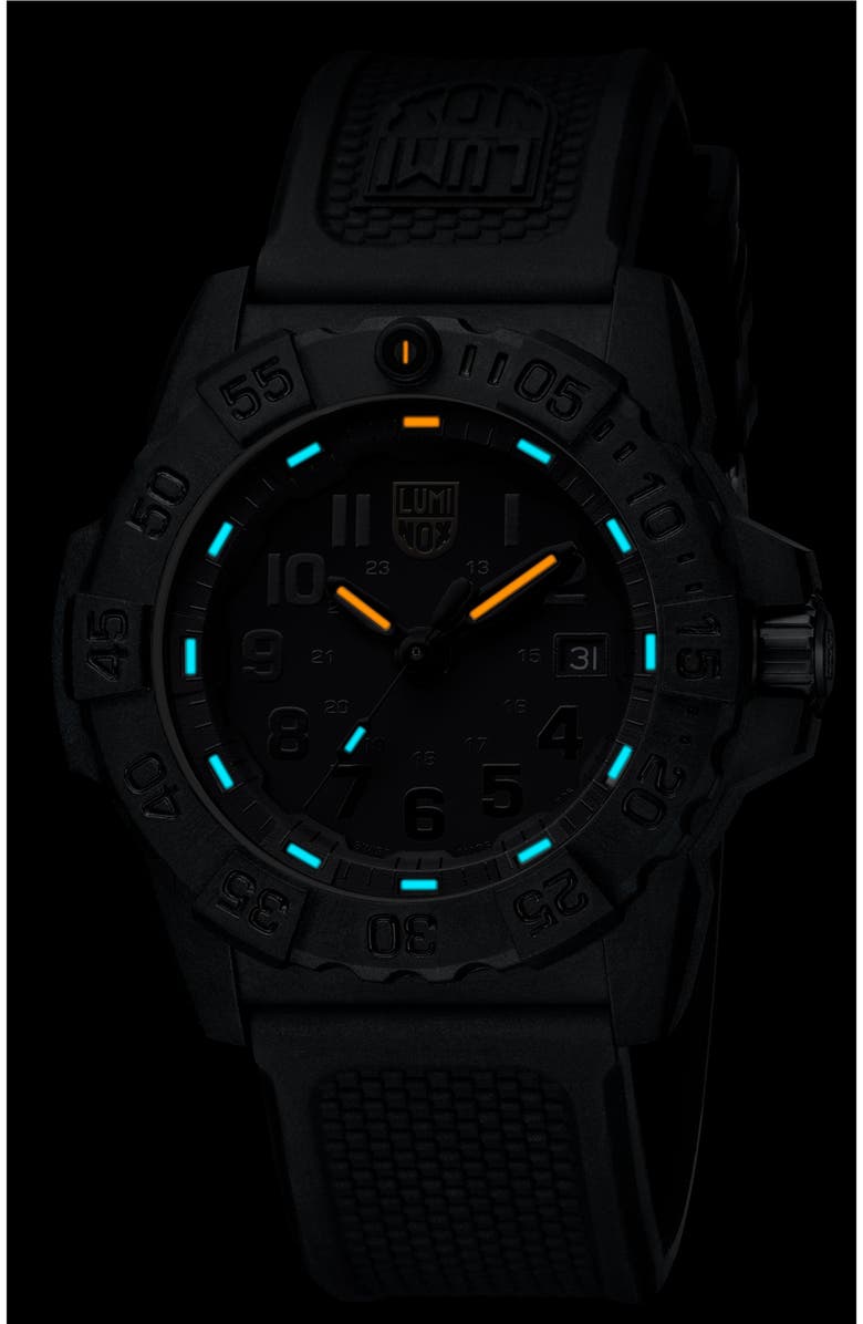 LUMINOX Navy SEAL Trident 3500 Silicone Strap Watch, 45mm, Alternate, color, 