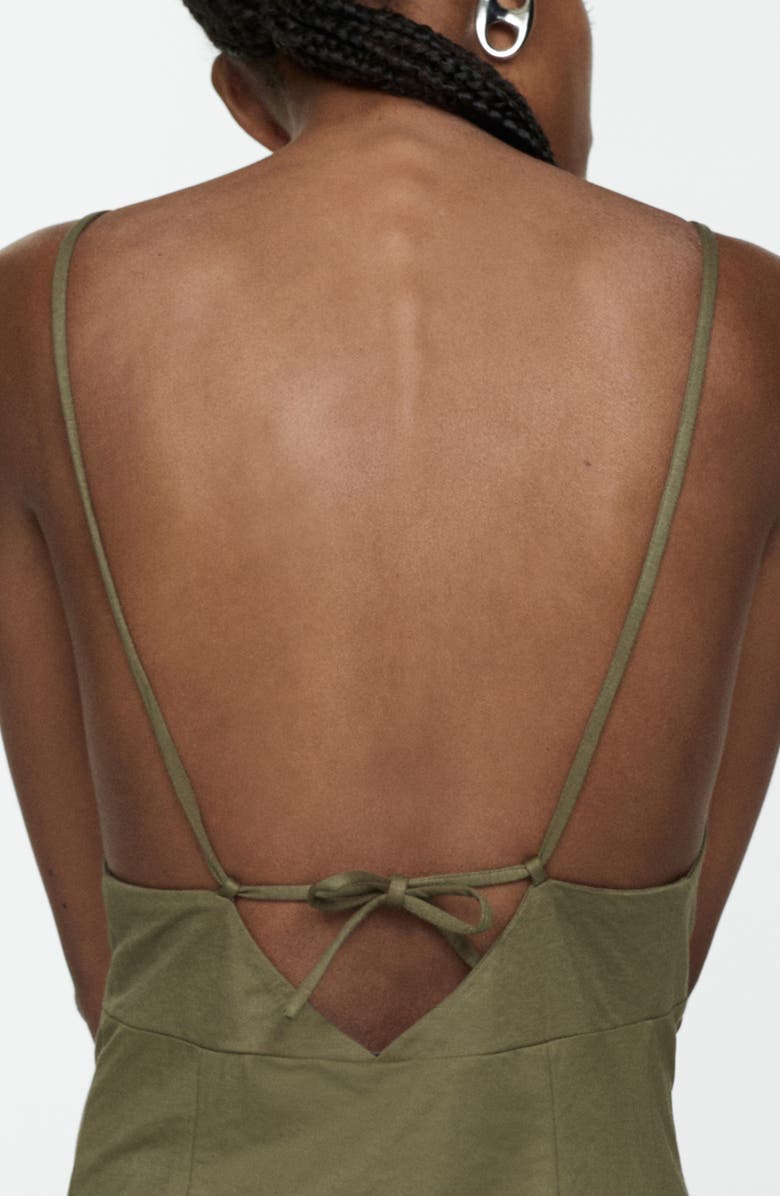 MANGO Empire Waist A-Line Dress, Alternate, color, Khaki Green