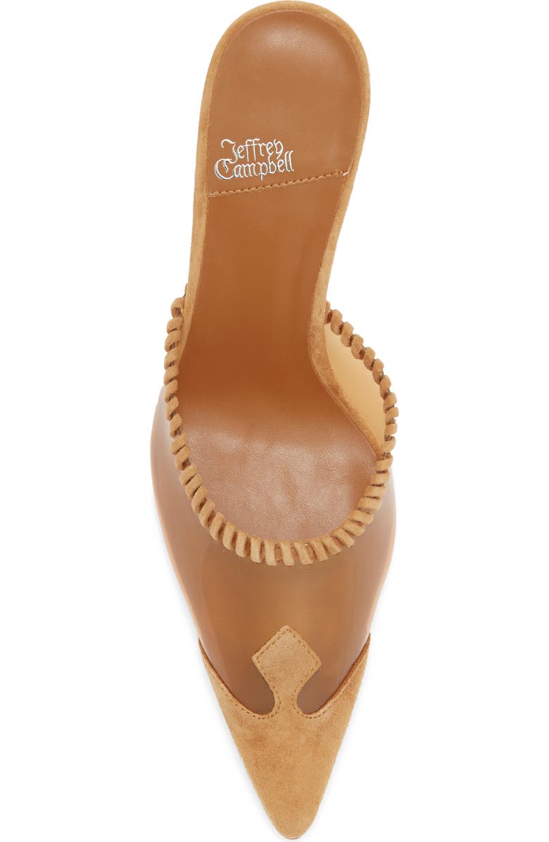 Jeffrey Campbell Partnerz Clear Cap Toe Mule, Alternate, color, Tan Suede Combo