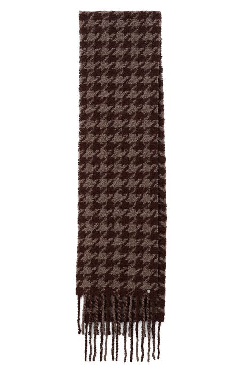 Nora Houndstooth Fringe Scarf
