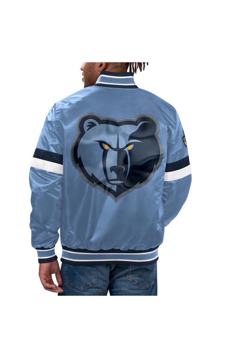STARTER Men's Starter Light Blue Memphis Grizzlies Home Game Satin Full-Snap Varsity Jacket, Alternate, color, 