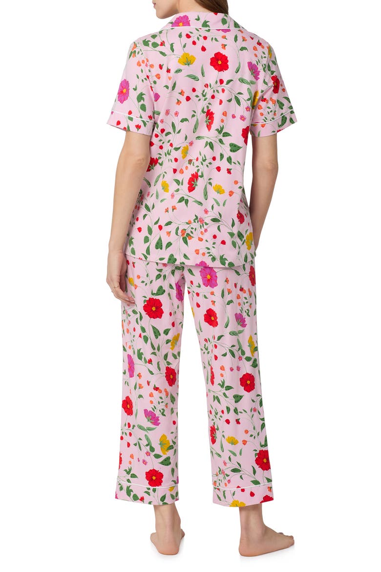 Print Stretch Organic Cotton Crop Pajamas, Alternate, color, SUNLIT FLORA