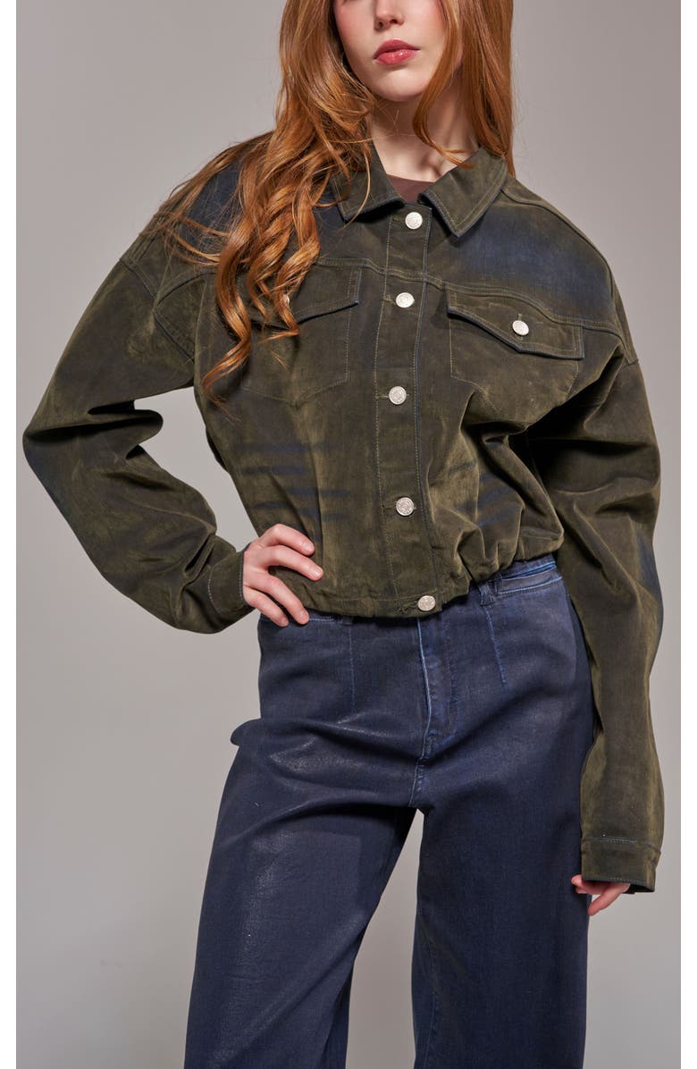 AZALEA WANG Sampson Velvet Denim Jacket, Alternate, color, Olive