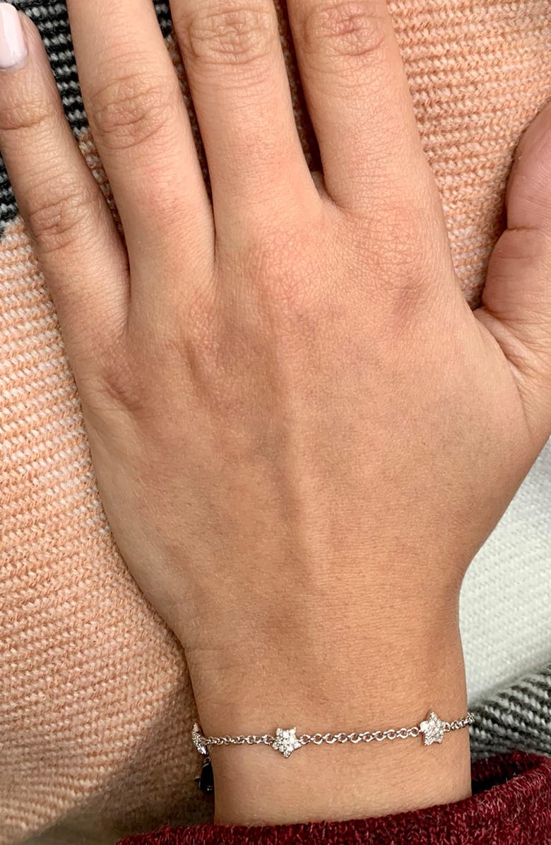 LuvMyJewelry Starkissed Diamond Station Chain Bracelet, Alternate, color, Silver