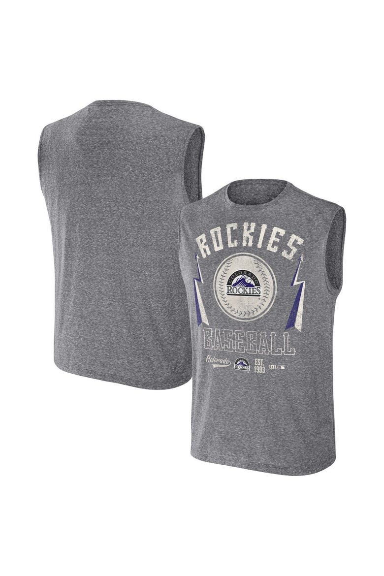 Men's Darius Rucker Collection by Fanatics Charcoal Colorado Rockies Relaxed-Fit Muscle Tank Top, Main, color, Charcoal
