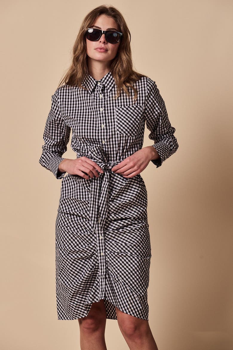 The Wrap Front Dress, Alternate, color, Black Check
