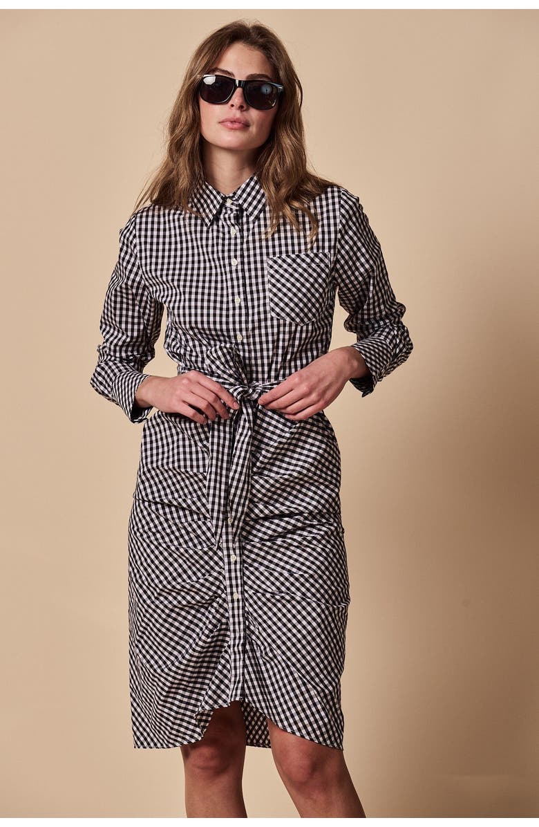 The Shirt by Rochelle Behrens The Wrap Front Dress, Alternate, color, Black Check