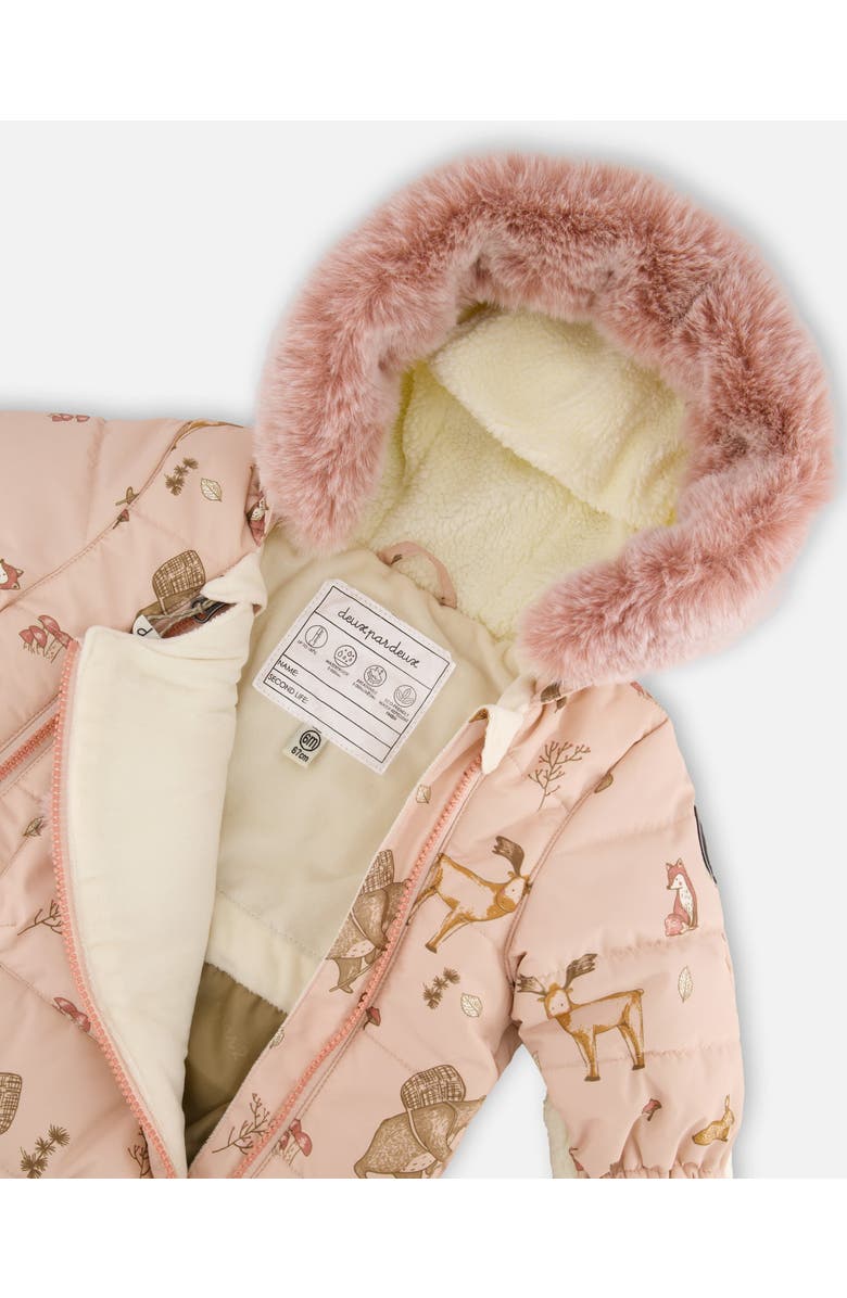 Deux par Deux Baby Girl One-Piece Layette Snowsuit Designed for Car Seat Animal, Alternate, color, Pink