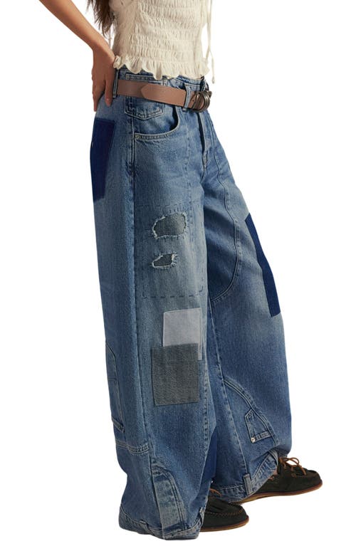 Free People We The Free Head Over Heels Mid Rise Jeans In Turn Me Up In Blue
