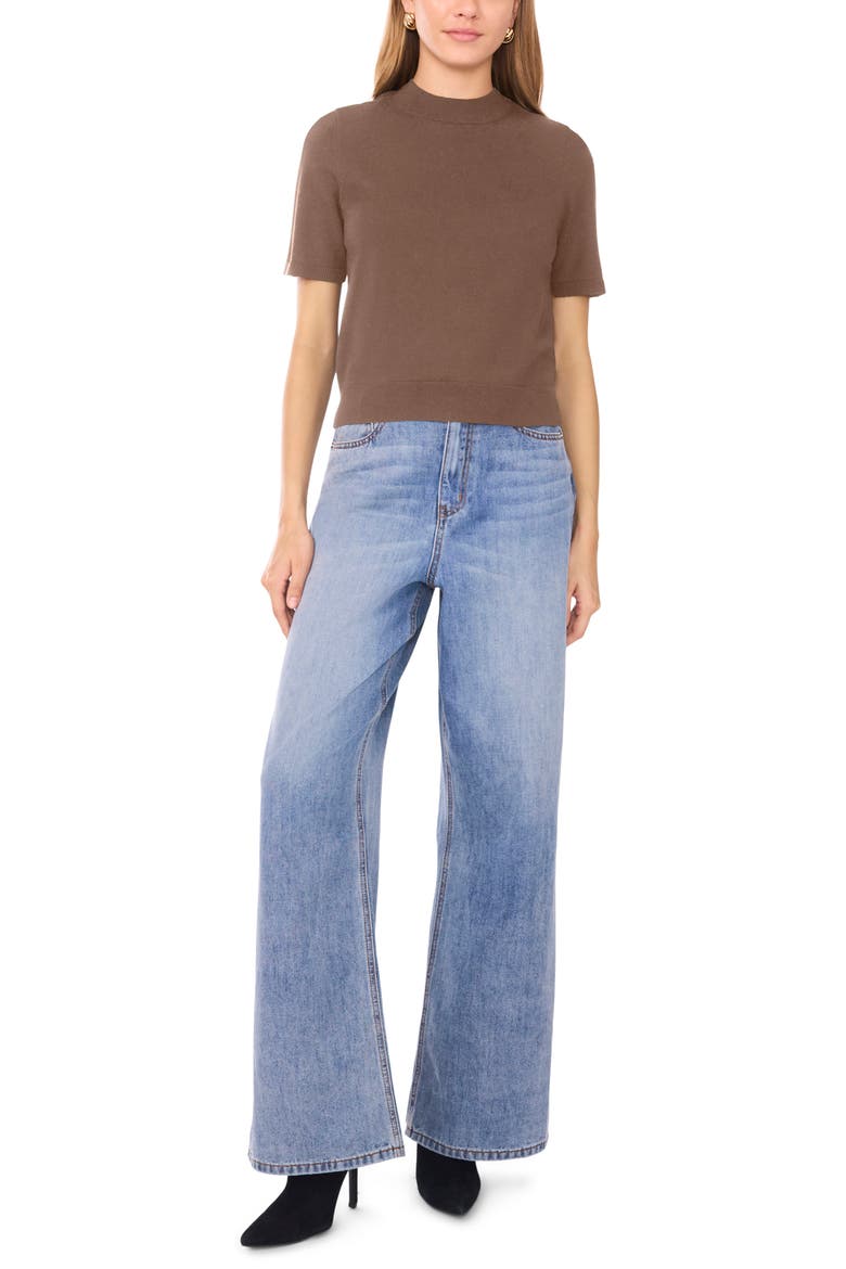 Saddle Short Sleeve Sweater, Alternate, color, CIDER SPICE