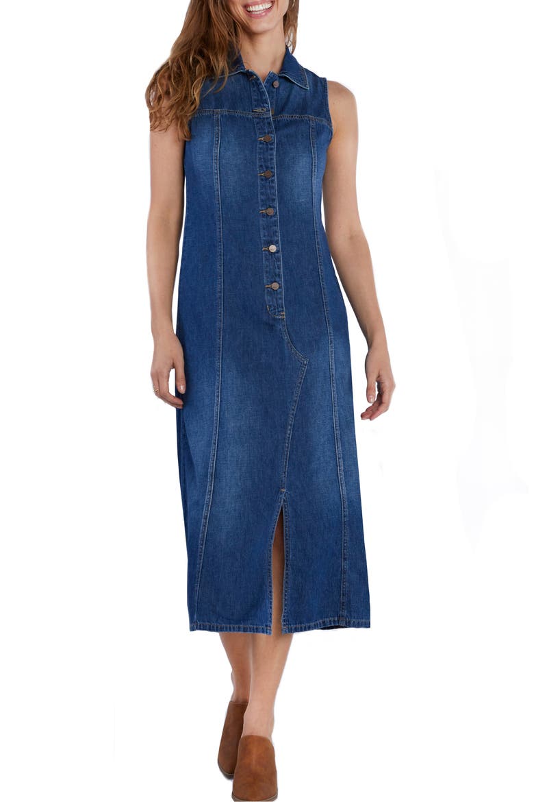 Denim Maxi Shirtdress, Main, color, TINT BLUE