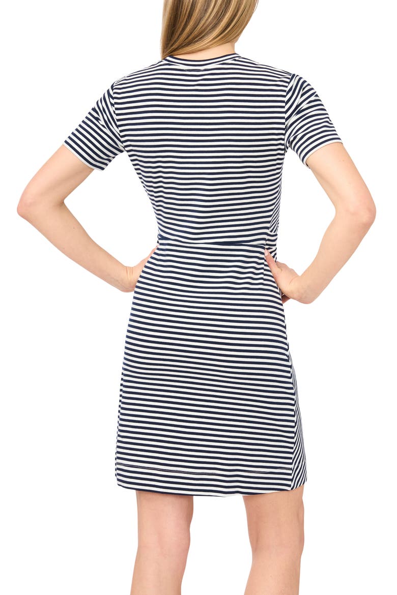 Stripe Twist Detail Stretch Cotton T-Shirt Dress, Alternate, color, CLASSIC NAVY