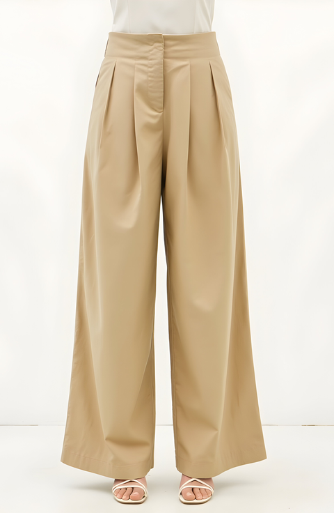 Pleated Wide-Leg Trousers