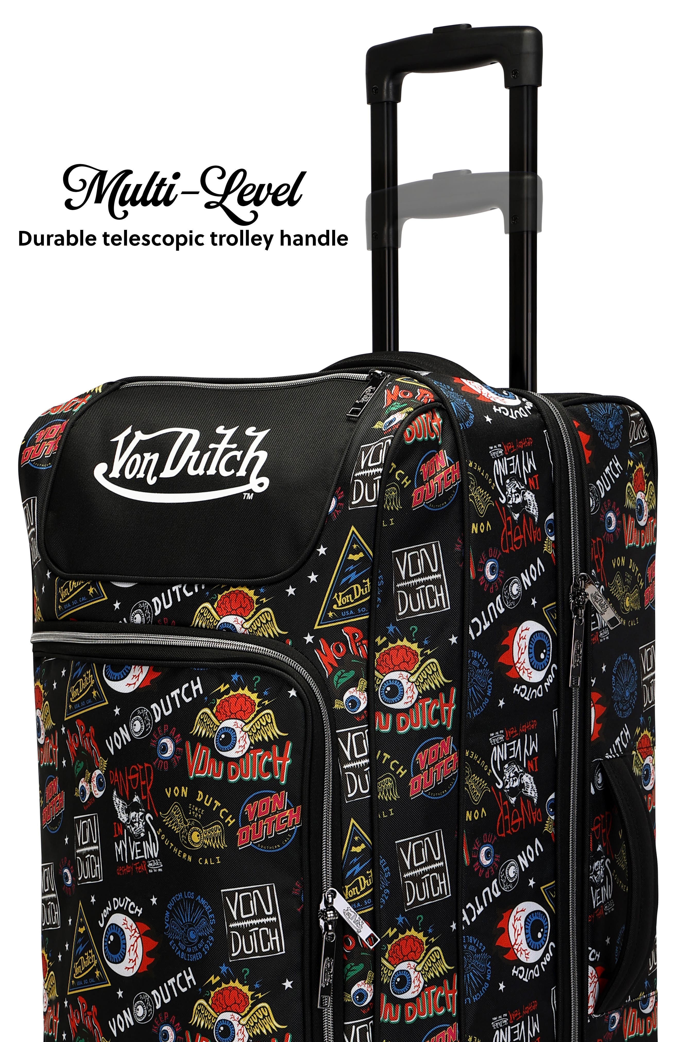 Von Dutch Jax Black Rolling Duffel 2-Piece Set, Alternate, color, Jax Black