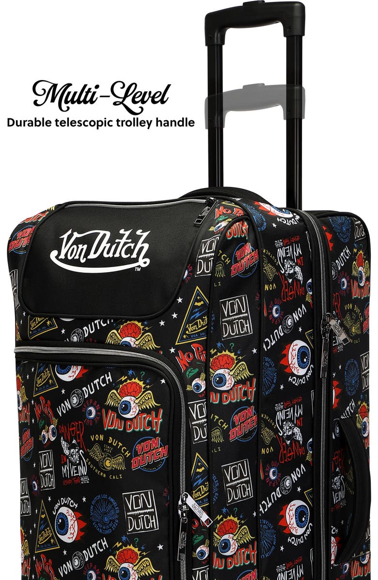 Von Dutch Jax Black Rolling Duffel 2-Piece Set, Alternate, color, Jax Black