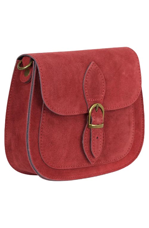 Persaman New York Annie Buckle Suede Crossbody Bag In Red