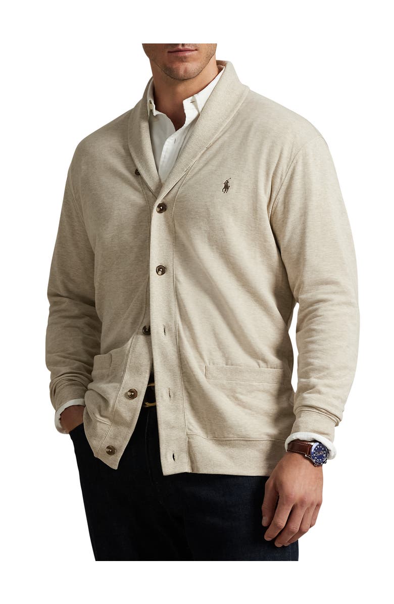 Polo Ralph Lauren Big & Tall Luxury Jersey Cardigan, Main, color, Expedited Dune