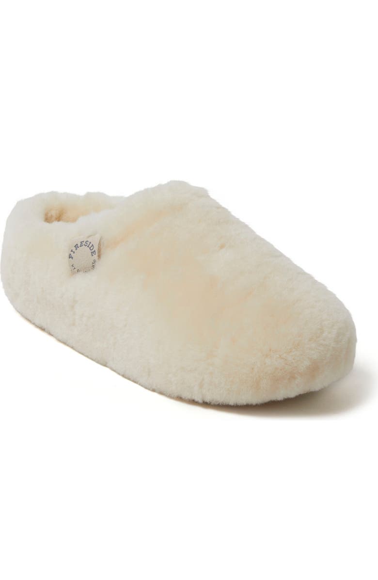 DEARFOAMS Fireside Maryboro Genuine Shearling Platform Fuzzy Clog Slipper, Main, color, Natural