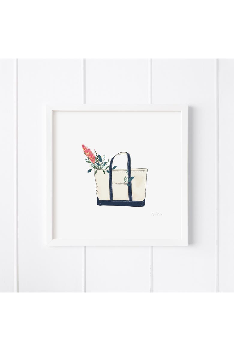 Tote Bag With Flowers Framed Museum Quality 12" x 12" Art Print, Main, color, Multicolored