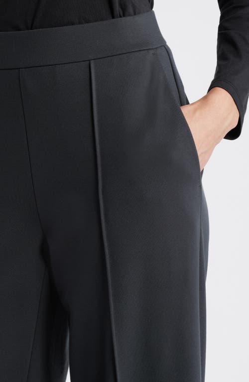 Shop Eileen Fisher Flex Pintuck Double Knit Ponte Wide Leg Pants In Graphite