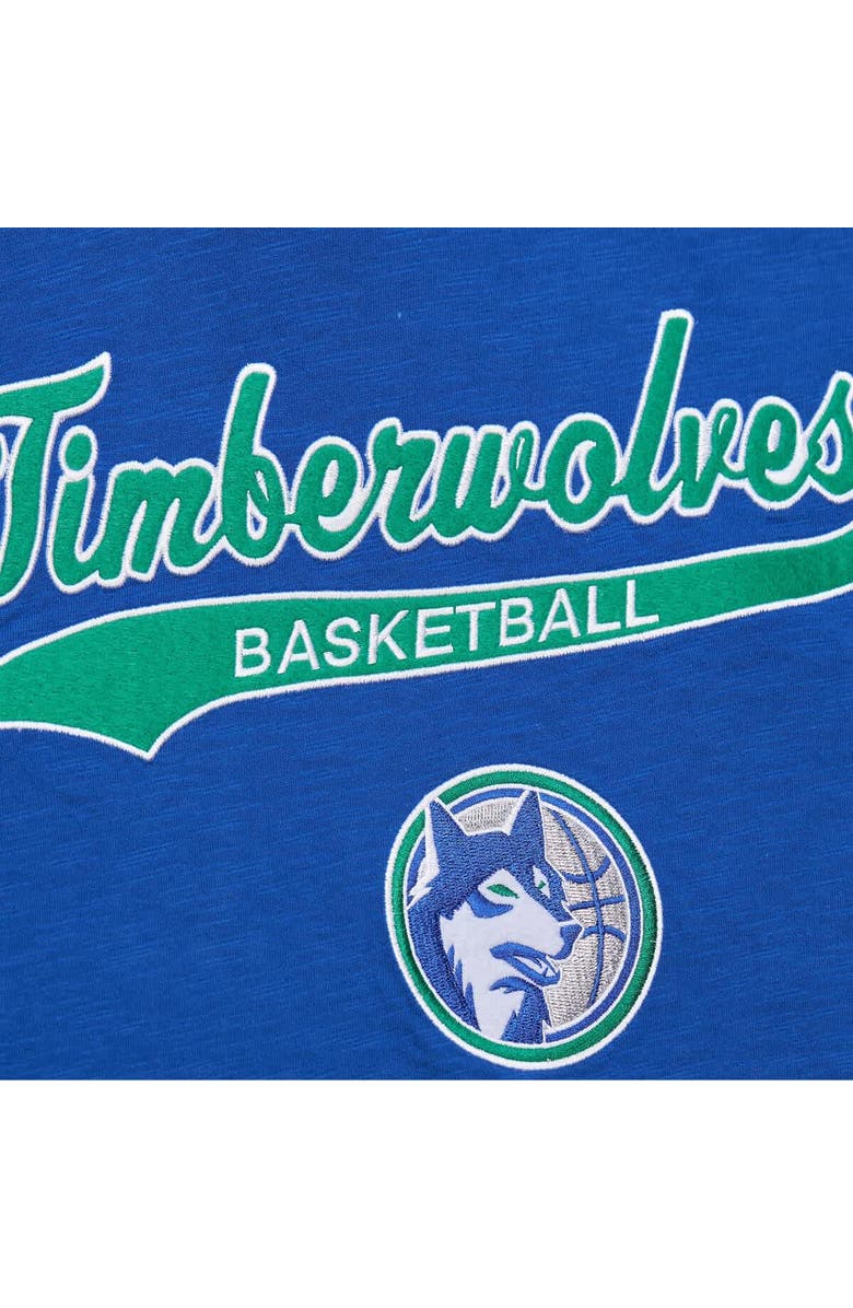 Mitchell & Ness Men's Mitchell & Ness Blue Minnesota Timberwolves Hardwood Classics Felt Applique Slub T-Shirt, Alternate, color,
