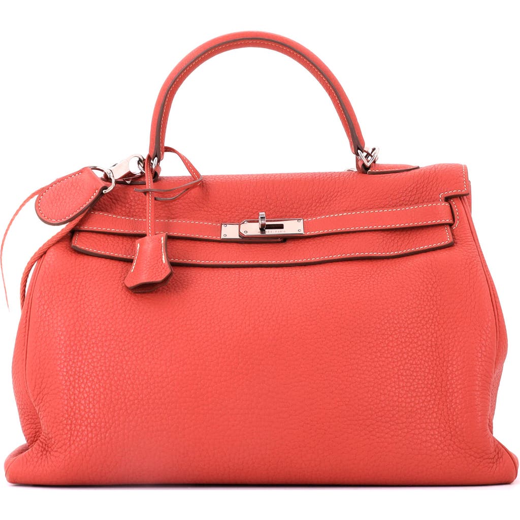 Pre-Owned Hermes Kelly Amazone Handbag Orange Togo with Palladium Hardware 35 in Red at Nordstrom, Size Medium