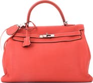 Pre-Owned Hermes Kelly Amazone Handbag Orange Togo with Palladium Hardware 35