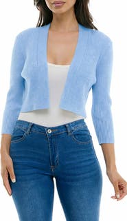 Nina Leonard Ribbed Bolero Cardigan