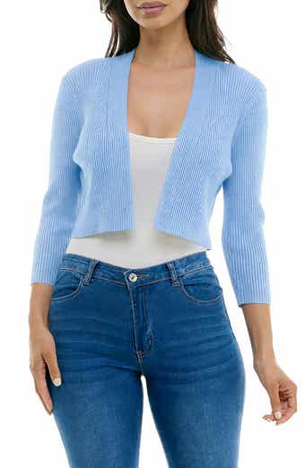 Nina Leonard Ribbed Bolero Cardigan