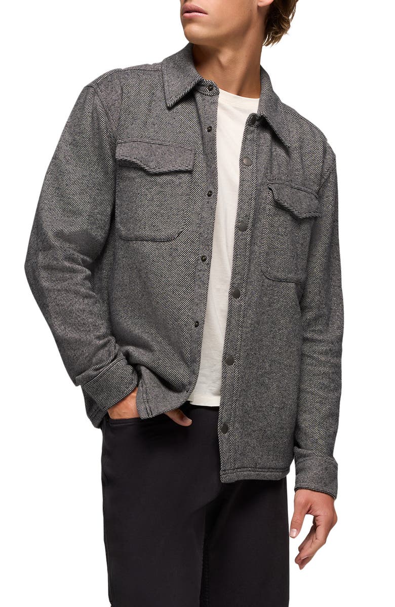 prAna Happy Camp Flannel Snap-Up Shirt Jacket, Alternate, color, Shadow Heather