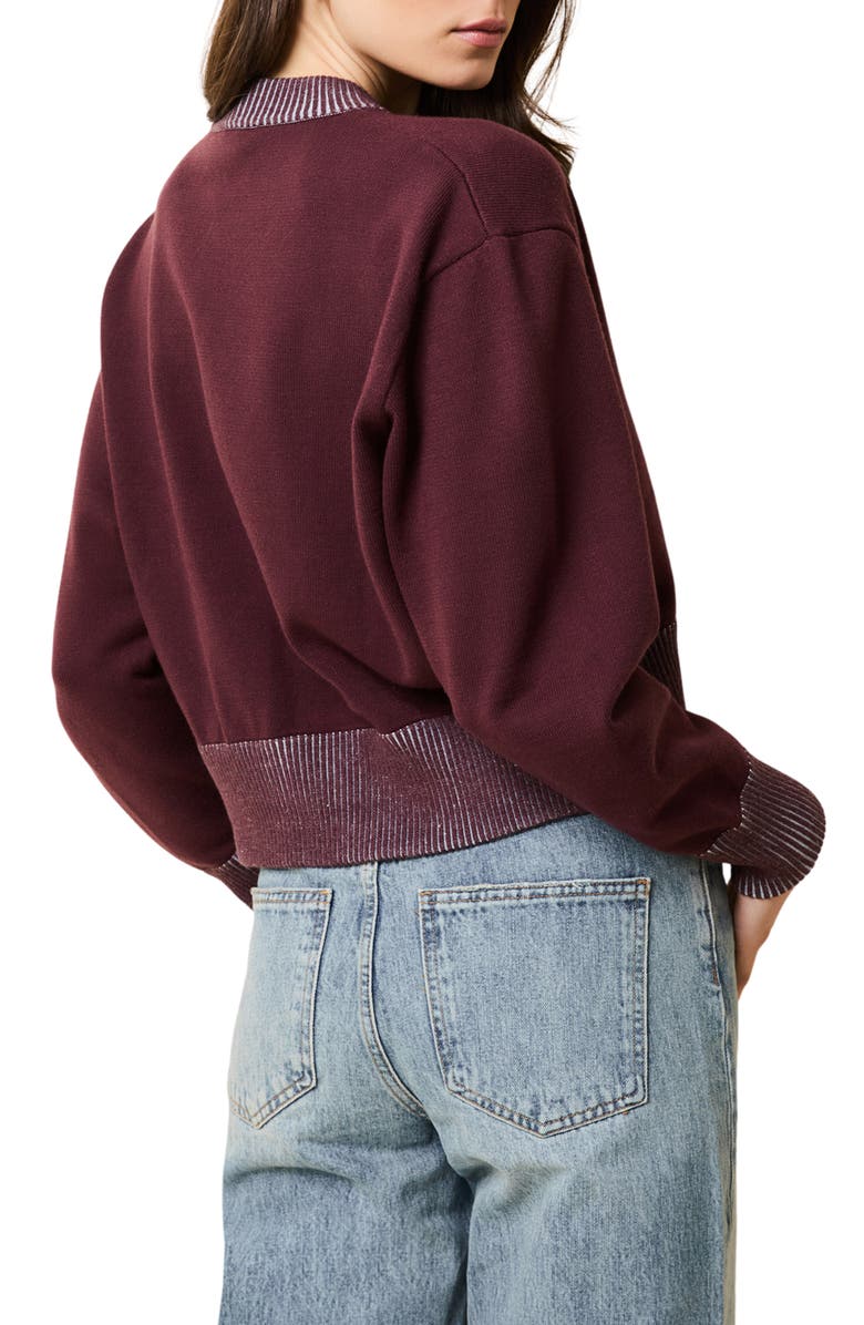 Solid & Striped Cora Stripe Stripe Crewneck Sweater, Alternate, color, Raisin Brown