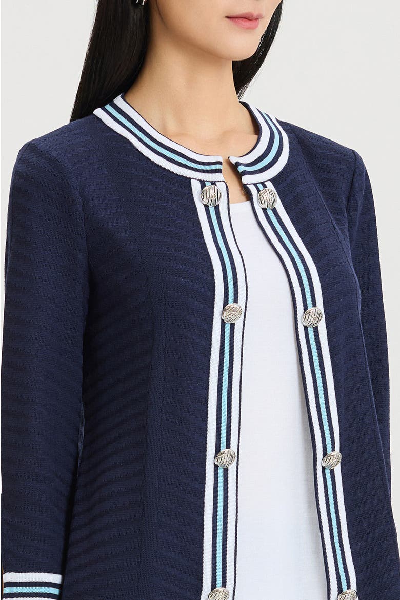 Heritage Tonal Herringbone Knit Jacket, Alternate, color, Indigo/Serene/White