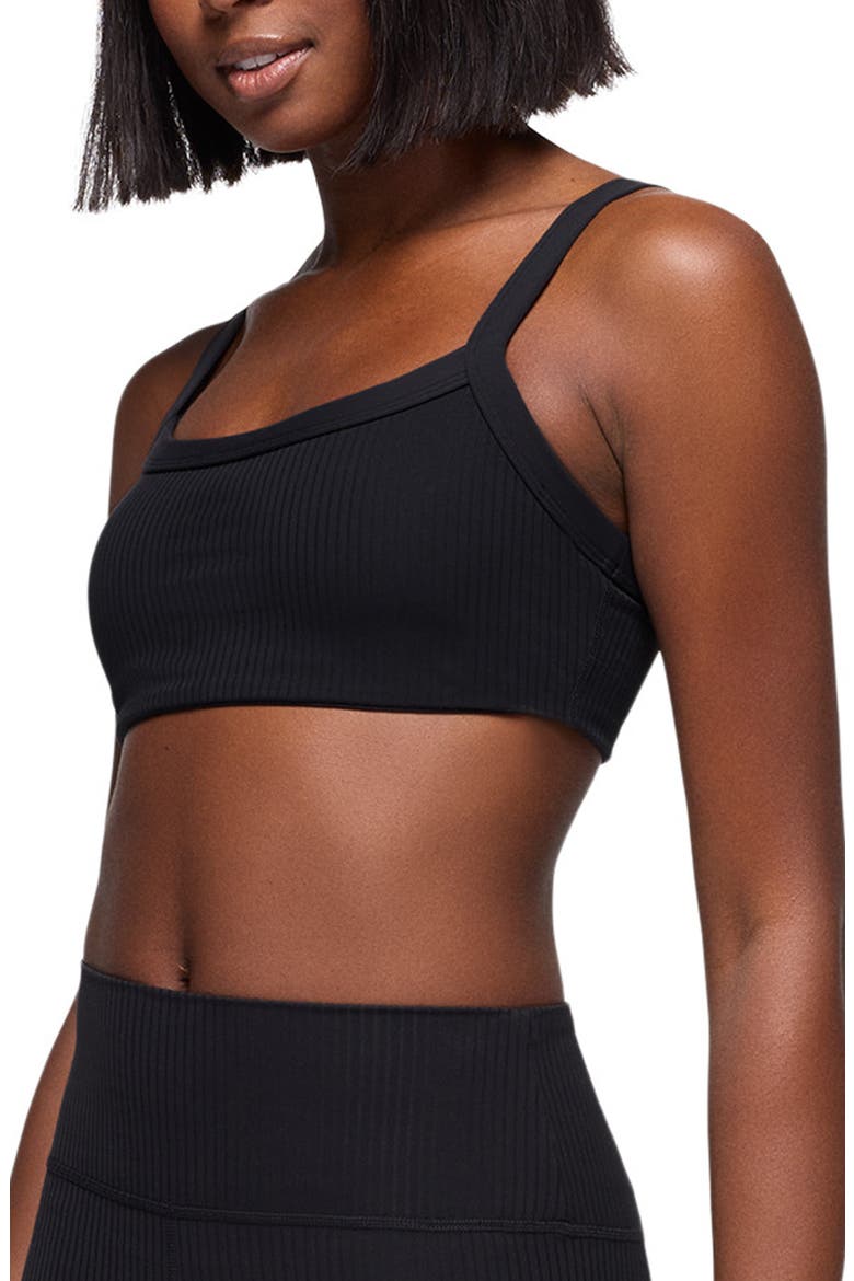 Luxara Rib Sports Bra, Alternate, color, BLACK