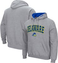 COLOSSEUM Men's Colosseum Heathered Gray Delaware Fightin' Blue Hens Arch & Logo 3.0 Pullover Hoodie