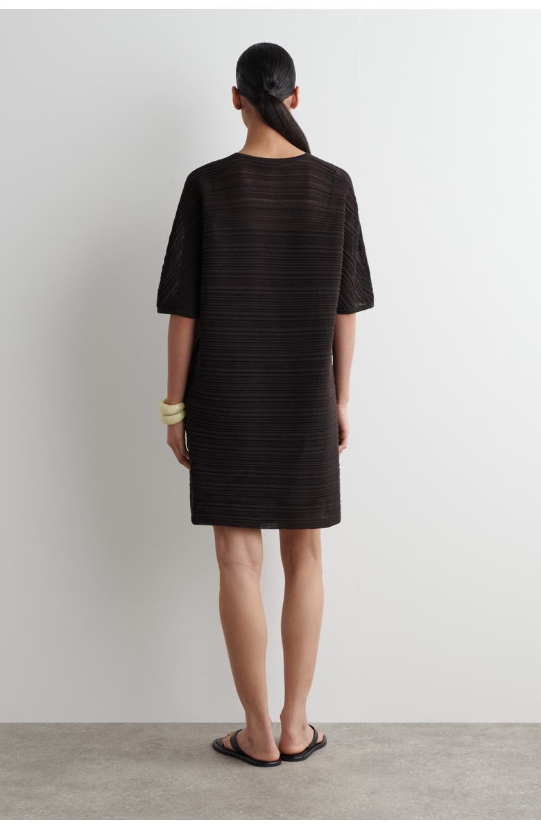 COS Pleated Knit Mini Dress, Alternate, color, Dark Brown