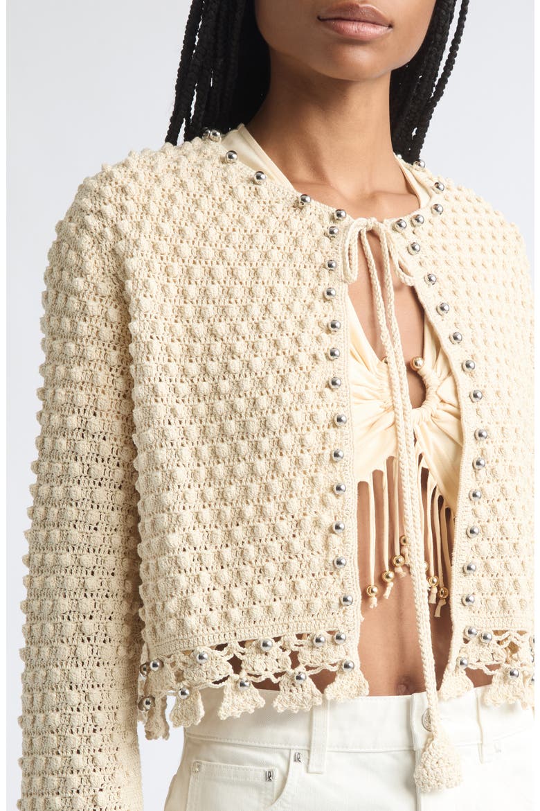 Crochet Cardigan, Alternate, color, ECRU FLUFFY