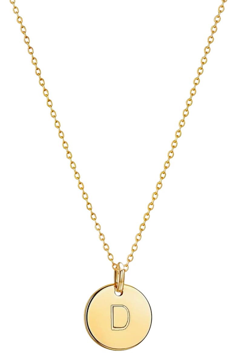 House of Frosted Initial Pendant Necklace, Main, color, Yellow Gold - D